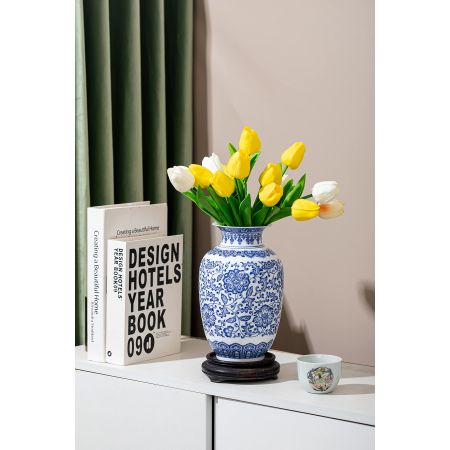 Blue Vase, Chinoiserie Vase, Ginger Jar Vase for Home Decor, Blue and White Porcelain Decor,9 "H