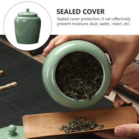 PRETYZOOM 1pc Tea Food Storage Canister Chinese Ceramic Tea Canister Ceramic Spaghetti Container Ceramic Airtight Lid Canister Pasta Containers Ru Kiln Ceramics Large