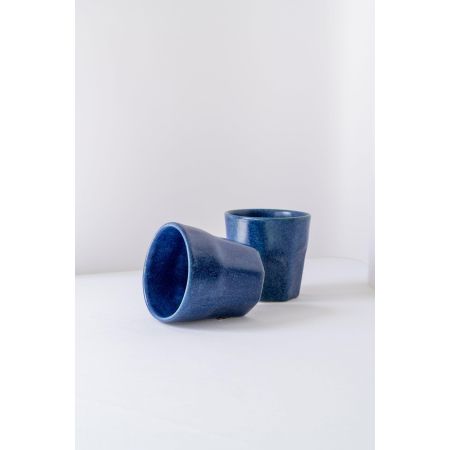 Modern Handmade Square Blue Pottery Mug - Blue Stoneware Coffee/Tea Cup - Minimalist Small Ceramic Mug - Unique Coffee Mug - Personalized Coffee Mug