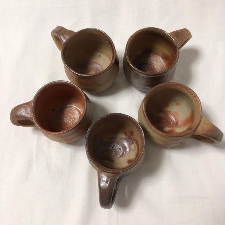 Coffee Cup, Bizen Ware, Cup & Saucer, Set of 5, Traditional Crafts, Pottery