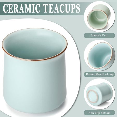 Ceramic Tea Cup Set of 2 Japanese Style Tea Cups Yerba Mate Cup No Handle Chinese KungFu Tea cups (Style 1#)