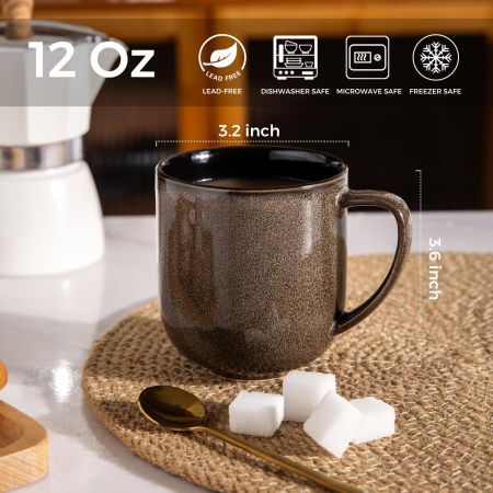 12OZ Ceramic Coffee Mugs Set of 4, Large Porcelain Coffee Cups With Large Handle For Latte,Cappuccino,Milk,Cocoa,|Dishwasher&Microwave Safe Mug Sets,Ideal for Man,Woman,Dad, Mom-Coffee