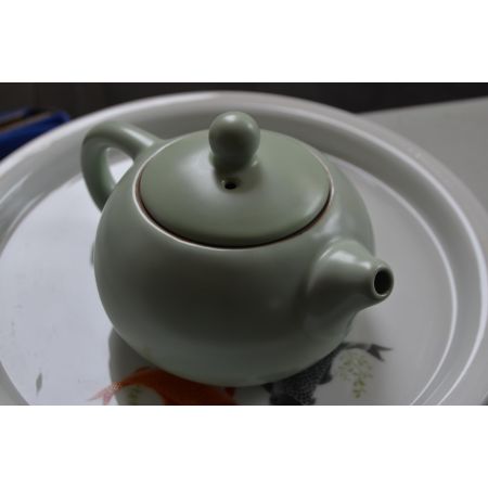 Teapot Ru Kiln China Xishi Pot 6oz Gongfu Loose Tea Blue Agate Glaze Ice Piece Effect