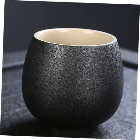 Black Pottery Tea Cup Bulk Teacup Chinese Ceramic Teacup Chinese Teacup Large Tea Cup Sample Tea Cup for Home Use Tea House Cup Traditional Tea Cup Simple Design Tea Cup Host Cup