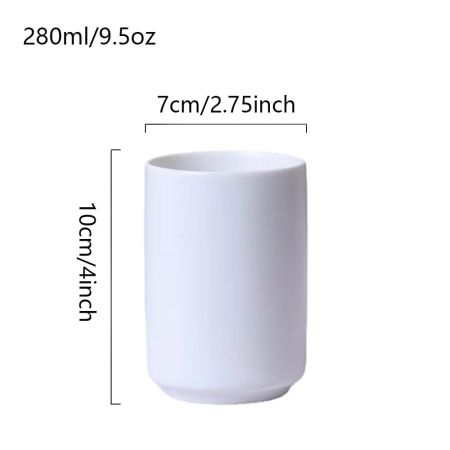 Japanese Simple Black and White Style handleless Ceramic Mug Hotel Teacup Toothbrush Cup Washing Mouth Cup. (White)