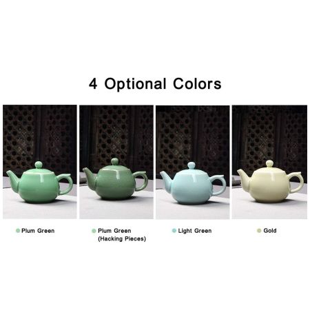 Celadon Teapot,Jade Green Porcelain Teapot,Kungfu Tea Utensil,Tea Ceremony,4 Optional Colors,龙泉青瓷茶壶 (Plum Green(Hacking Pieces))