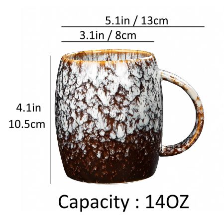 Large Ceramic Coffee Mug Set of 2, 14 Oz Handmade Pottery Tea Cups with Handle for Cappuccino, Latte and Cocoa, Microwave and Dishwasher Safe, Unique Gifts for Family and Friends (White, 2)