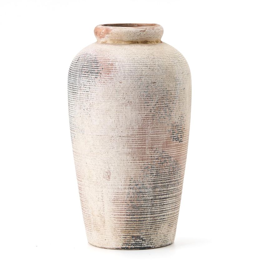 Large Ceramic Rustic Vase, 11 inch Minimalist Decorative Vase, Farmhouse Tall Vase for Home Decor, Living Room, Shelf Decor, Enterway, Table Decoration, Gray