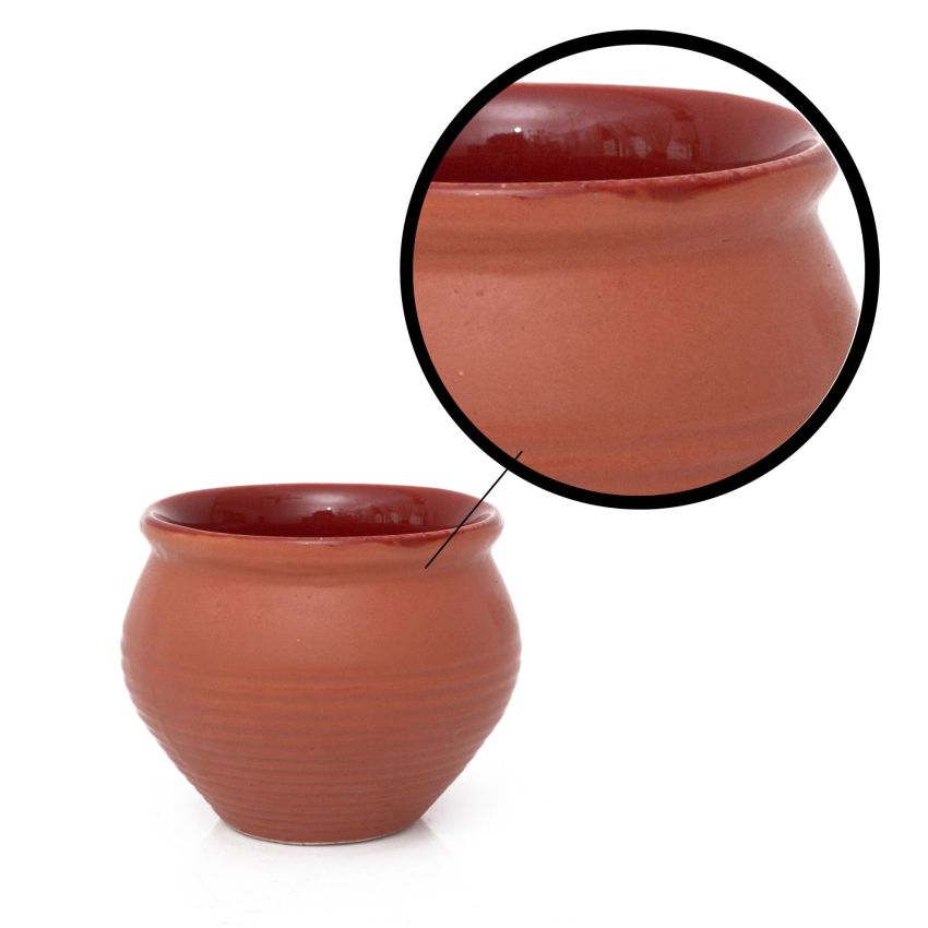 Handmade Traditional Kulhar Kulhad Chai Tea Coffee Mug Cup Cantaritos Set of 4 Glazed Earthenware Glossy Finish Clay Terracotta Artisanal Studio Pottery Mud Brown Food Safe Natural Rustic Eco-Friendly