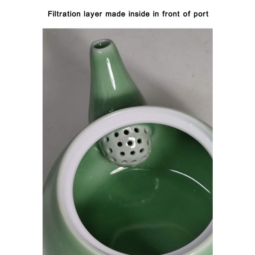 Celadon Teapot,Jade Green Porcelain Teapot,Kungfu Tea Utensil,Tea Ceremony,4 Optional Colors,龙泉青瓷茶壶 (Plum Green(Hacking Pieces))