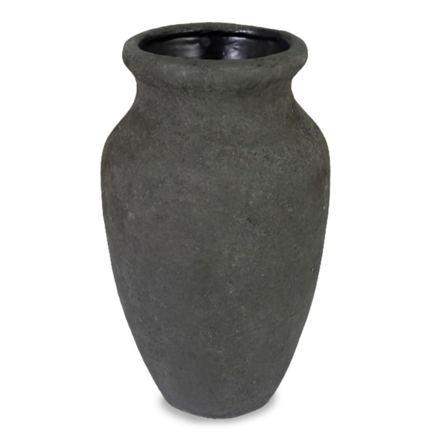 roro 7-Inch Handmade Textured Black Ceramic Prunus Vase - Artisan Handcrafted for Home & Office Decor, Ideal Housewarming Gift, Modern Rustic Farmhouse Minimalist