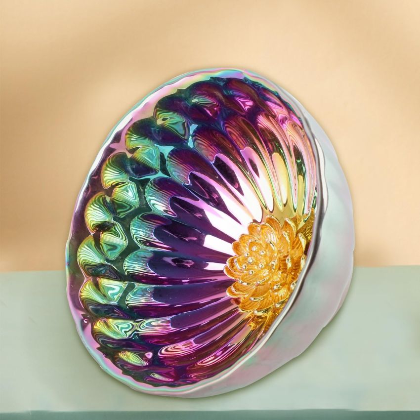 Jianzhan Tenmoku Tea Cup, Chinese Tea Cup, Colorful Kungfu Tea Cup with Golden Lotus Glittering Personal Master Tea Cup, Gift for Women, Man 5 oz