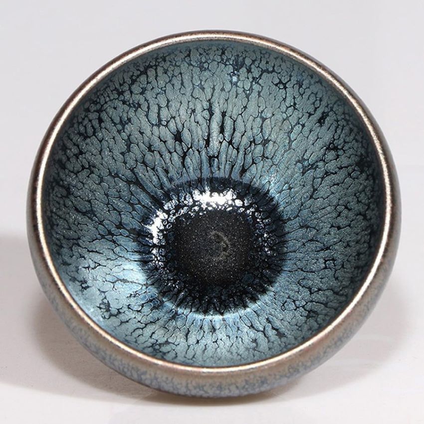Tenmokus Tea Cup Oilspot Glaze, 4.06oz /120ml Jianzhan Cup with tears, Handmade Thick Porcelain Jian Ware Tea Bowls