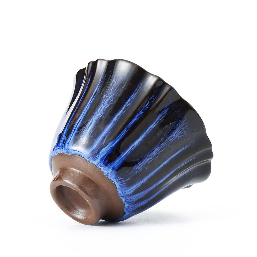 TEANAGOO Tea Cups Tenmoku Jianzhan Blue Symphony A, 2.5 oz / 70 ML, FL08，Tea Cup Set Japanese Tea Set Tea Set Sake Set Traditional Chinese Handmade Porcelain Teacup