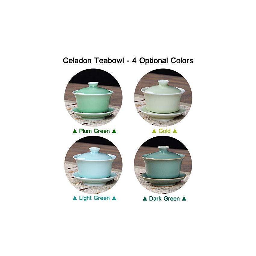 Seres Longquan Celadon Teabowl,Jade Green Porcelain Teabowl Cup,4 Optional Colors,龙泉青瓷茶碗(弟窑) (Dark Green)