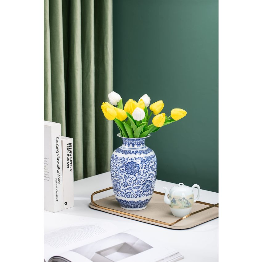 Blue Vase, Chinoiserie Vase, Ginger Jar Vase for Home Decor, Blue and White Porcelain Decor,9 