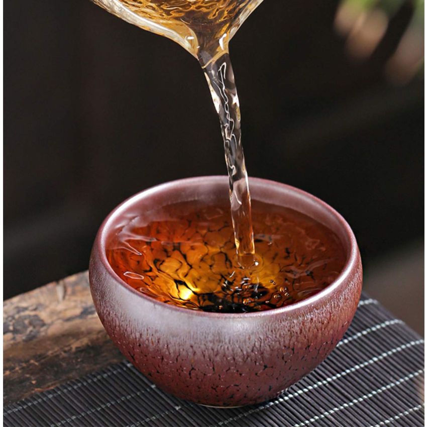 HAPPYDOG JianZhan Tenmoku Tea Coffee Cup Bowl Chinese Crafts Mug Designer Collection Ceremony Ancient Style Handmade (Mixed 2 colors gift box)