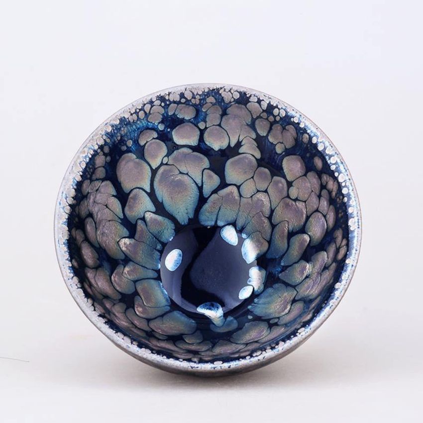 Sunrise Tenmoku Jianzhan Tea Cup,130ml Porcelain Tea Bowl Chinese Teacups Natural Kiln Fired Ceramic Mug Teaware Certificate+Giftbox