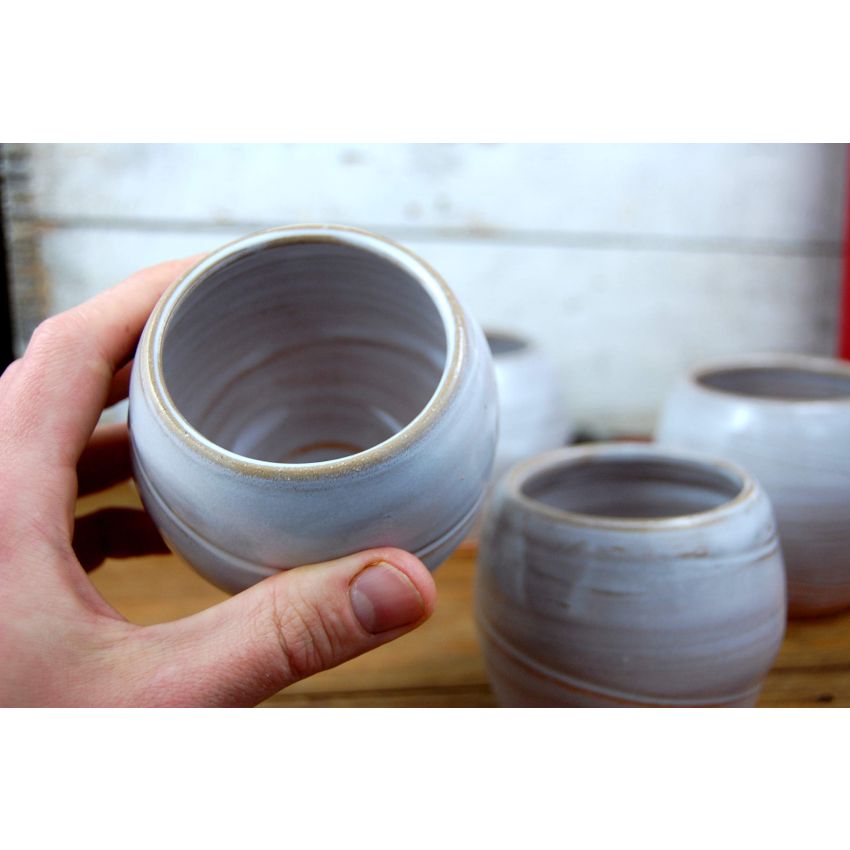 Hand Thrown Pottery Stemless Wine Glass or Drinking Cup in Shale Handmade in North Carolina