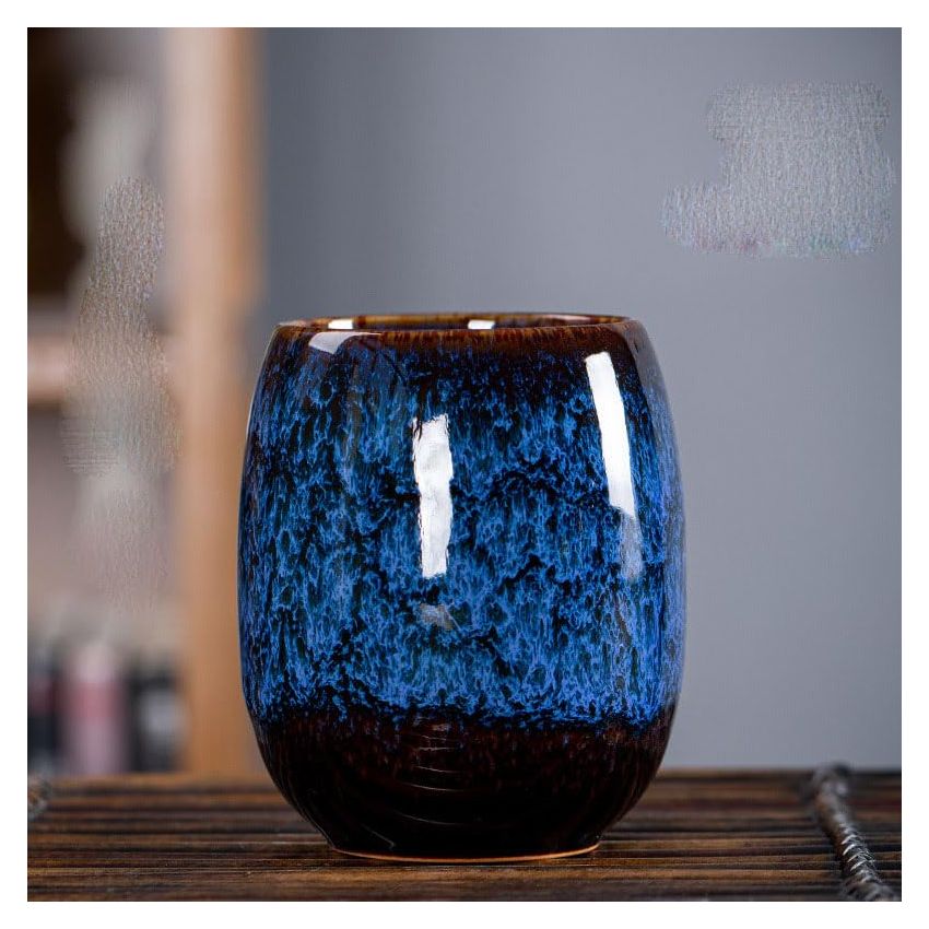 (Set of 4) Four Seasons Kiln Glazed Pottery Teacup Set Ochoko Sake Cup Japanese Chinese Asian Ceramic Porcelain in a Gift Package