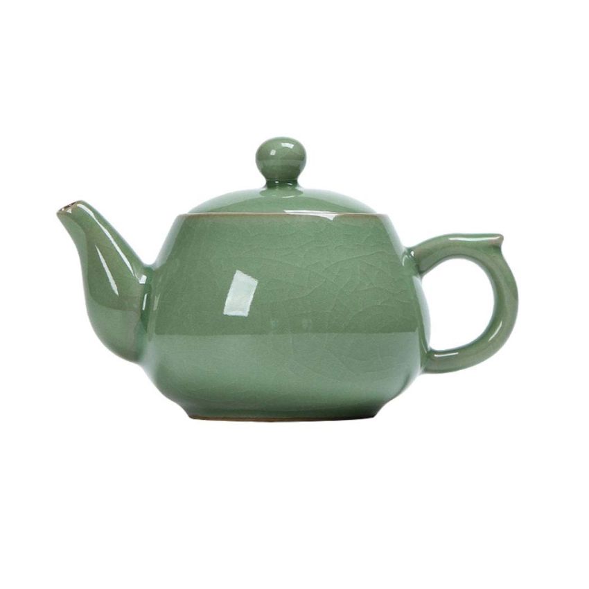 Celadon Teapot,Jade Green Porcelain Teapot,Kungfu Tea Utensil,Tea Ceremony,4 Optional Colors,龙泉青瓷茶壶 (Plum Green(Hacking Pieces))