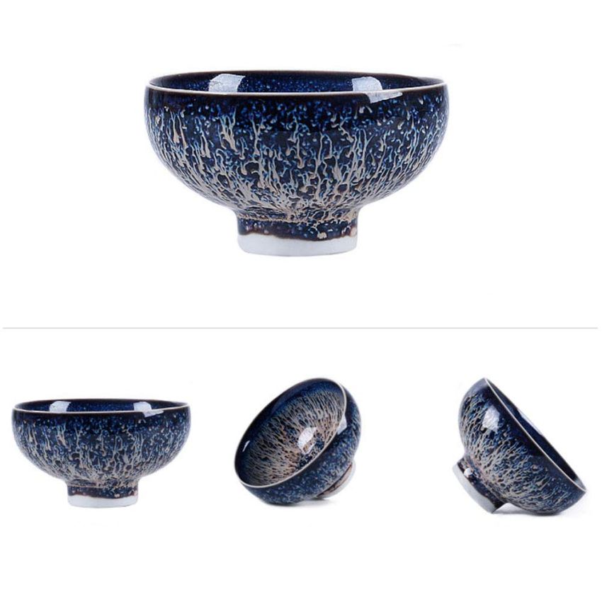 One Featured JianZhan Raw Ore Tenmoku Colorful Wide Mouth Tea Cups Handmade Ceramic kung fu Tea Cup - NO.55