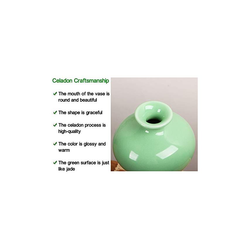 Celadon Porcelain Vase,Jade Green Big-Head Flower Vase,龙泉青瓷花瓶 (Plum Green)