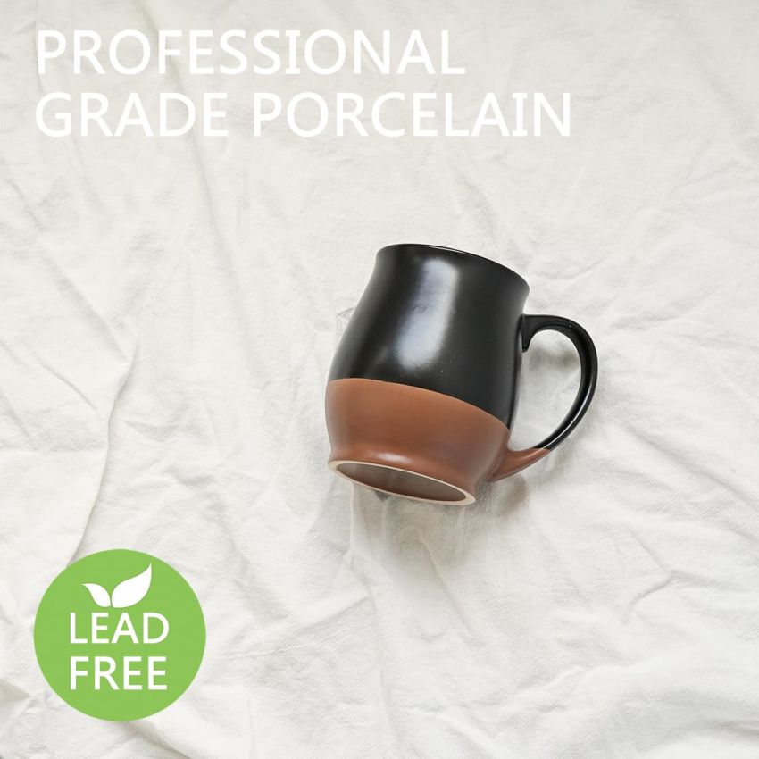 Bosmarlin Extra Large Ceramic Coffee Mug, 24 Oz, Dishwasher and Microwave Safe, Big Oversized Tea Cup, Reactive Glaze (Black)