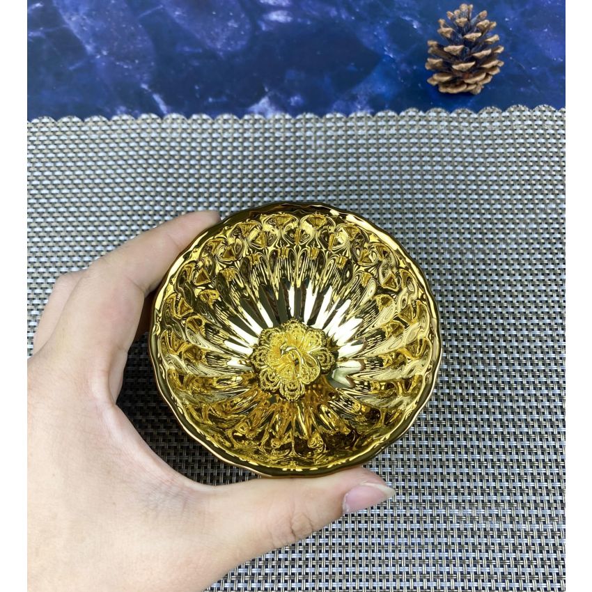 Tenmokus tea cup Master Teacup 5 oz Ceramic Handmade TeaCup inlay Peacock Teacup，3D Peacock Chinese Kungfu Tea Cup