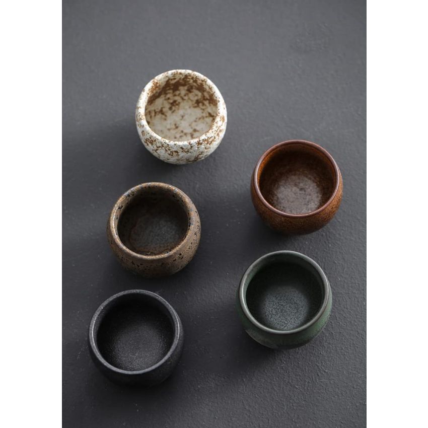 Chinese Tea Cups,Tenmoku JianZhan Handmade Ceramic kung fu Tea Cup Anti-Scald Wide Mouth Teacup,Tea Bowl,Ceramic Mate CupSet of 5 (5 Colors) A02