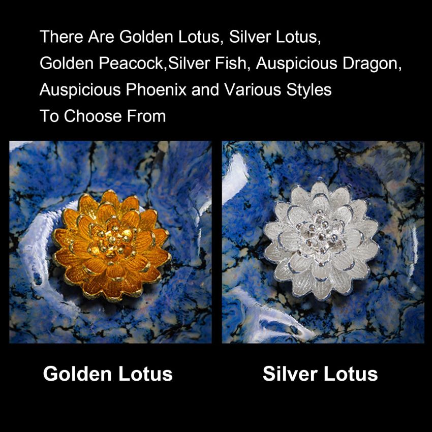 Enchantia Handmade 3D Chinese Kungfu Tea Cup, Beautiful Ceramic Tenmokus Jianzhan Tea Cup, Bottom Golden Lotus Cup With Gift Box - 4.2 Oz,Golden peacock