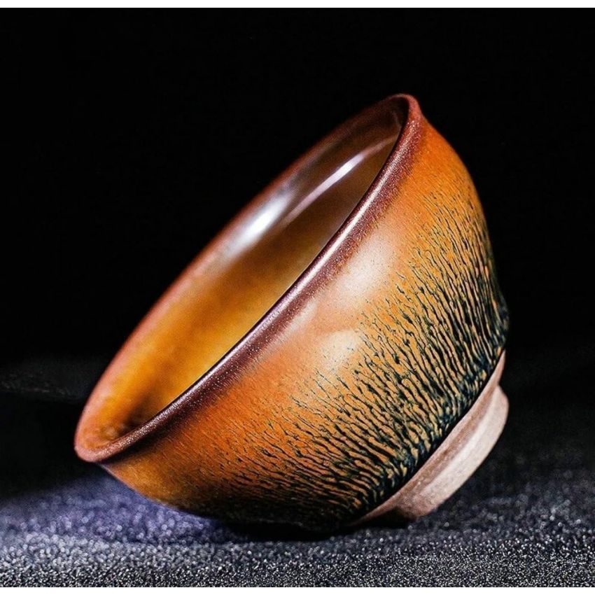 jisili Tenmoku Jianzhan cha Bowl. Volume:120 ml/4.05 oz Ceramic Tea Bowl, Kung Fu Tea Handmade Matcha Bowl, Chinese Tea Set, Craft Decorations