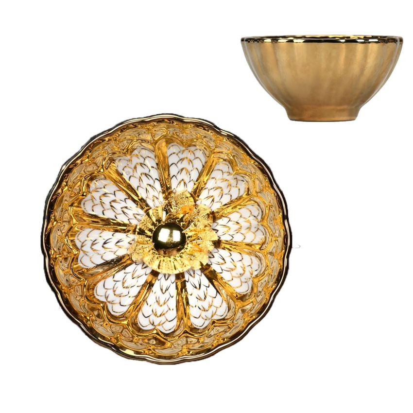 Tenmokus tea cup Master Teacup 5 oz Ceramic Handmade TeaCup inlay Teacup Golden Dragon Scales，Dragon Claws Dragon Beads，3D Chinese Kungfu Tea Cup