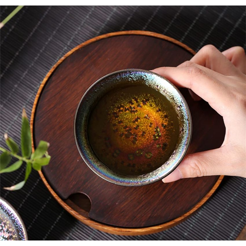 HAPPYDOG Colorful JianZhan Tenmoku Tea Cup Bowl Ancient Chinese Crafts Mug Designer Collection Ceremony Ancient Style HandWork Made (AA)