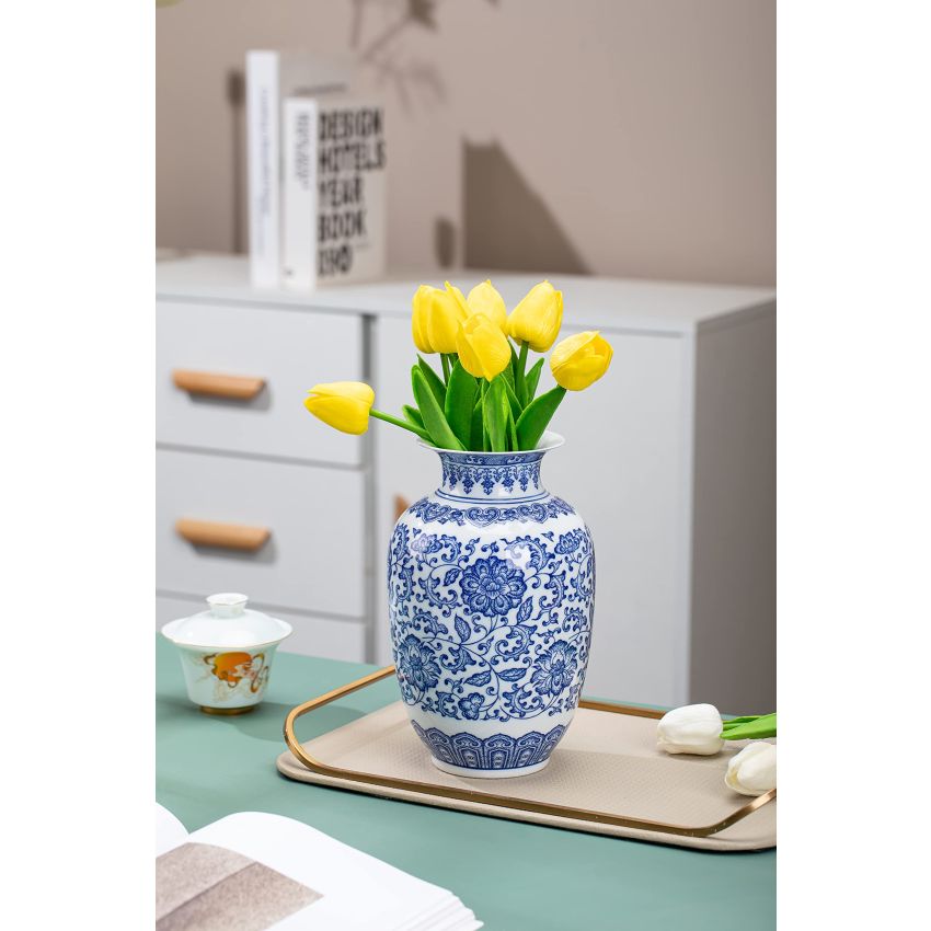 Blue Vase, Chinoiserie Vase, Ginger Jar Vase for Home Decor, Blue and White Porcelain Decor,9 