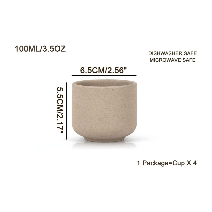 Ceramic teacups set of 4,No Handle Chinese KungFu Tea cups,3.5oz Teacups Japanese Teacup Set,Ceramic Tea Cup,4Pcs