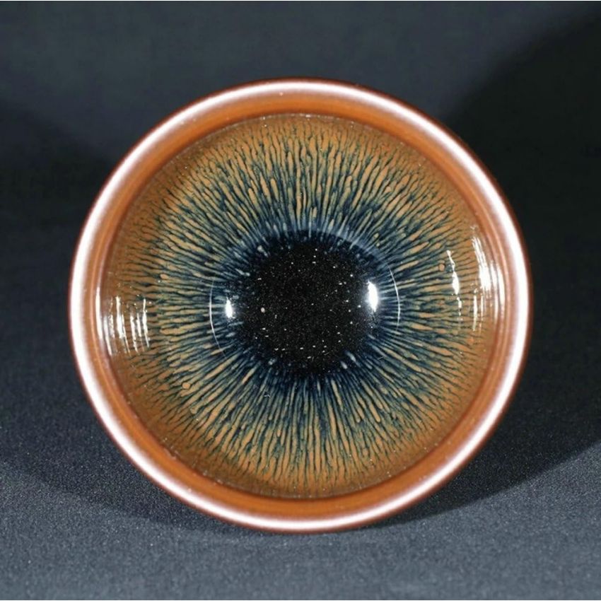 jisili Tenmoku Jianzhan cha Bowl. Volume:120 ml/4.05 oz Ceramic Tea Bowl, Kung Fu Tea Handmade Matcha Bowl, Chinese Tea Set, Craft Decorations