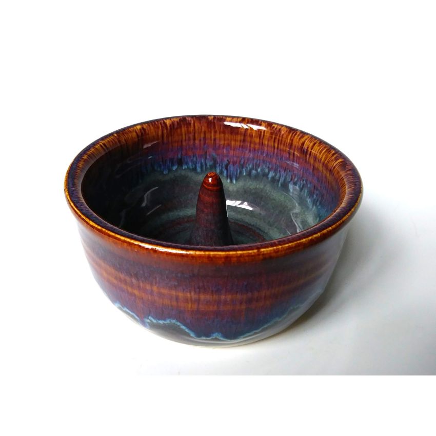 Apple Baker, Handmade Stoneware Ceramic Pottery, in Stone Grey with Blue and Purple Swirl