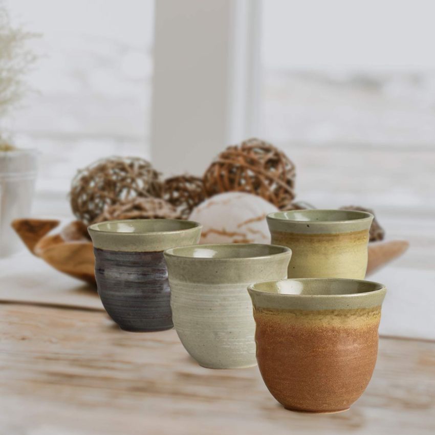 Japanese Tea Cups - Ceramic Tea Set - Elegant Japanese Cups for Hot and Cold Drinks - Housewarming Gift Japanese Tea Set - Coffee Mug No Handle - Asian Teacups - Japanese Ceramic Mug - Set of 4