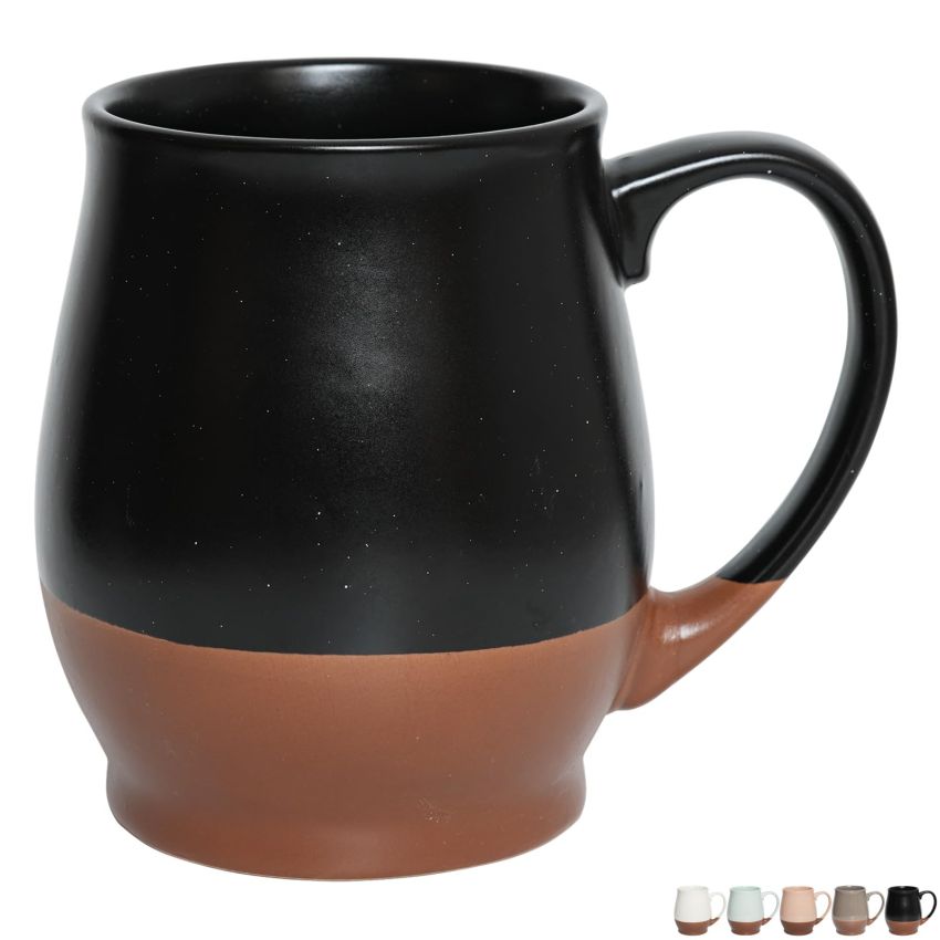 Bosmarlin Extra Large Ceramic Coffee Mug, 24 Oz, Dishwasher and Microwave Safe, Big Oversized Tea Cup, Reactive Glaze (Black)
