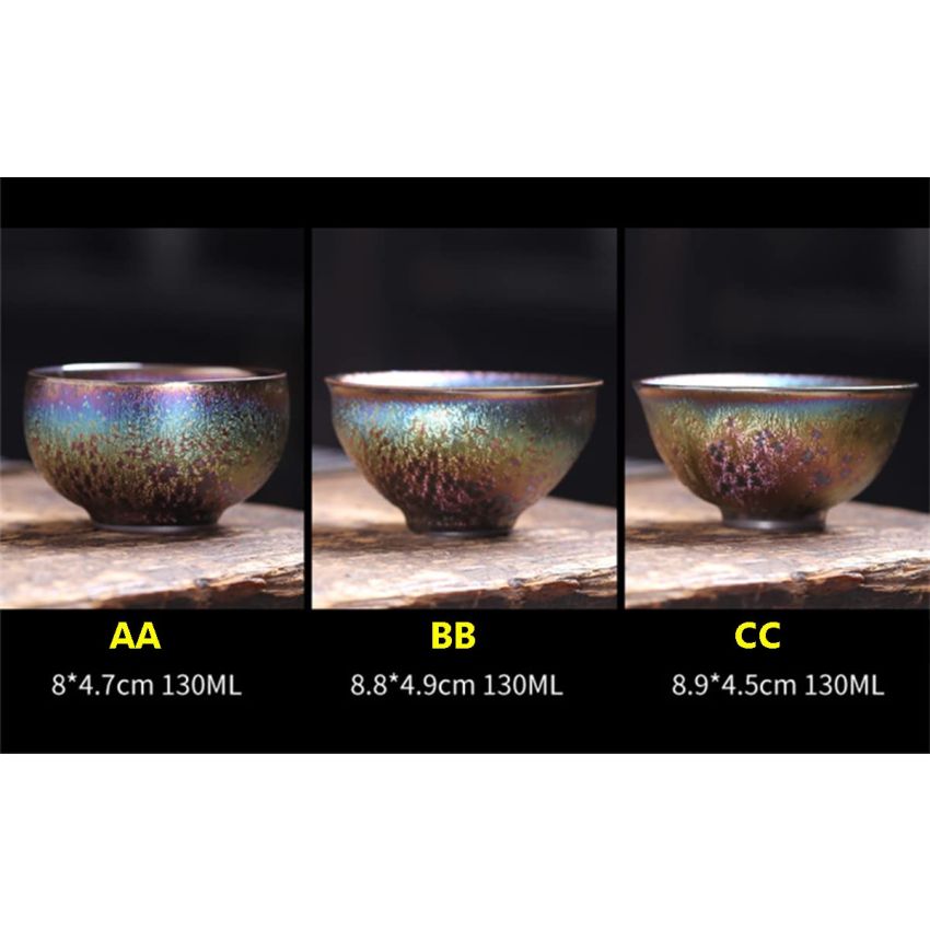 HAPPYDOG Colorful JianZhan Tenmoku Tea Cup Bowl Ancient Chinese Crafts Mug Designer Collection Ceremony Ancient Style HandWork Made (AA)