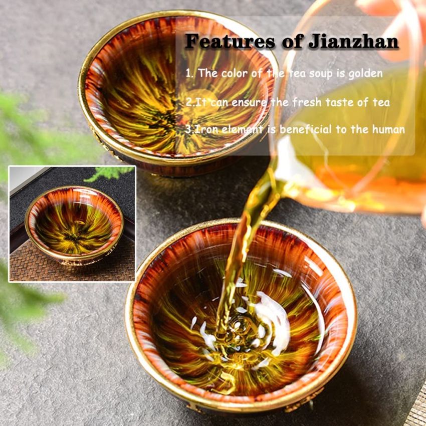 Tea Cup Hand Inlaid Gold Dragon and Phoenix Cup, Kiln Transformation Colorful Master Cup, Kung Fu Tea Bowl Sake Teaware, Gift Box Packaging(Color: Phoenix, Size : 3.8 oz)