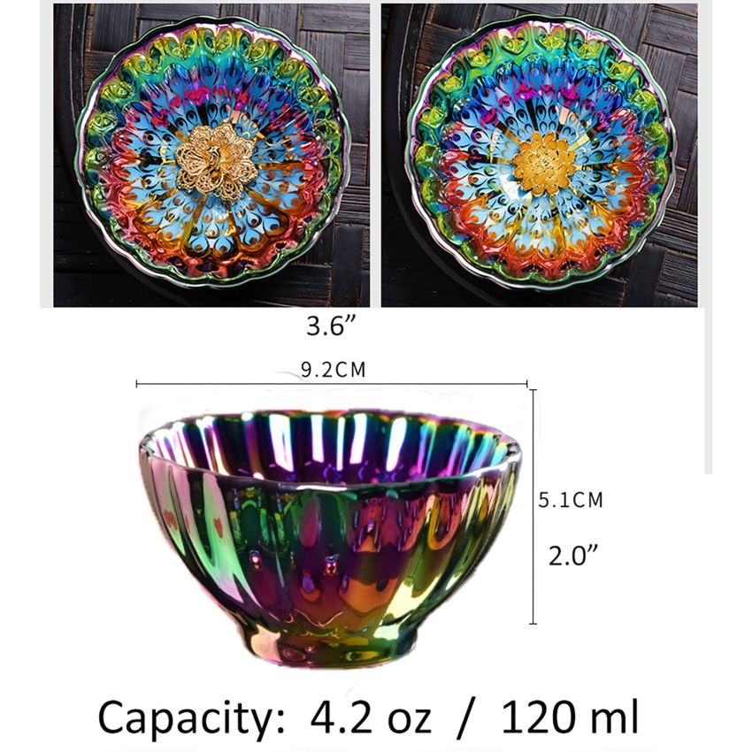 JianZhan tenmokus tea cup Ceramic Handmade TeaCup inlay Teacup Kungfu Tea Cup Master Teacup (Color : Golden Peacock)