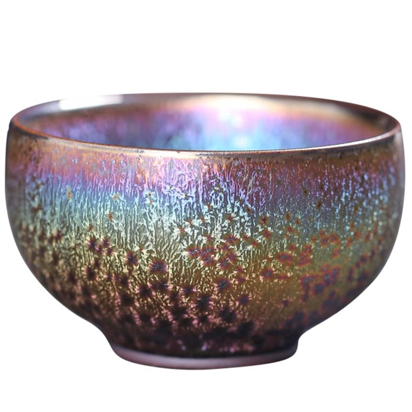 HAPPYDOG Colorful JianZhan Tenmoku Tea Cup Bowl Ancient Chinese Crafts Mug Designer Collection Ceremony Ancient Style HandWork Made (AA)