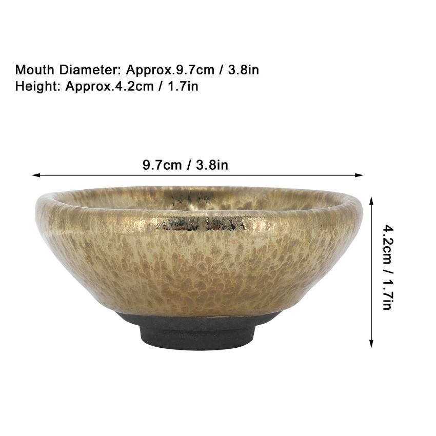 Tomotato Golden Jianzhan Tea Cup, Tenmoku Ceramic Teacup Pure Handmade Mini Cup Mug Crafts Chinese Kungfu Teacup