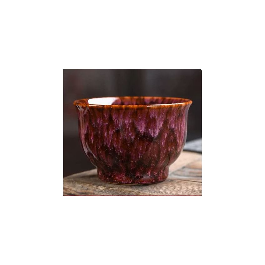 Tea cup Bowl large capacity pretty tea cupp tenmokus tea cup floral tea cups china cup Ceramic tea cup (Large size. - Red Hot)