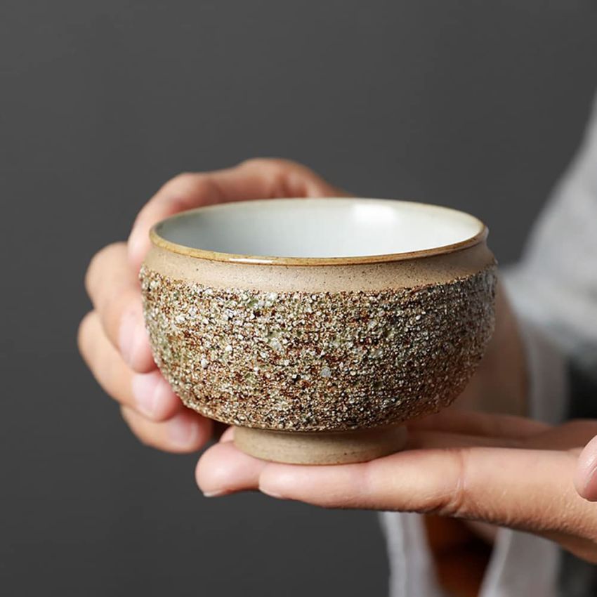 JianZhan Tenmoku Ceramic Handmade TeaCup Porcelain Teacup Kungfu Tea Cup Tenmoku Teacup Master Teacup Ceremonial Matcha Tea Mug,Sandstone Rohan Cup