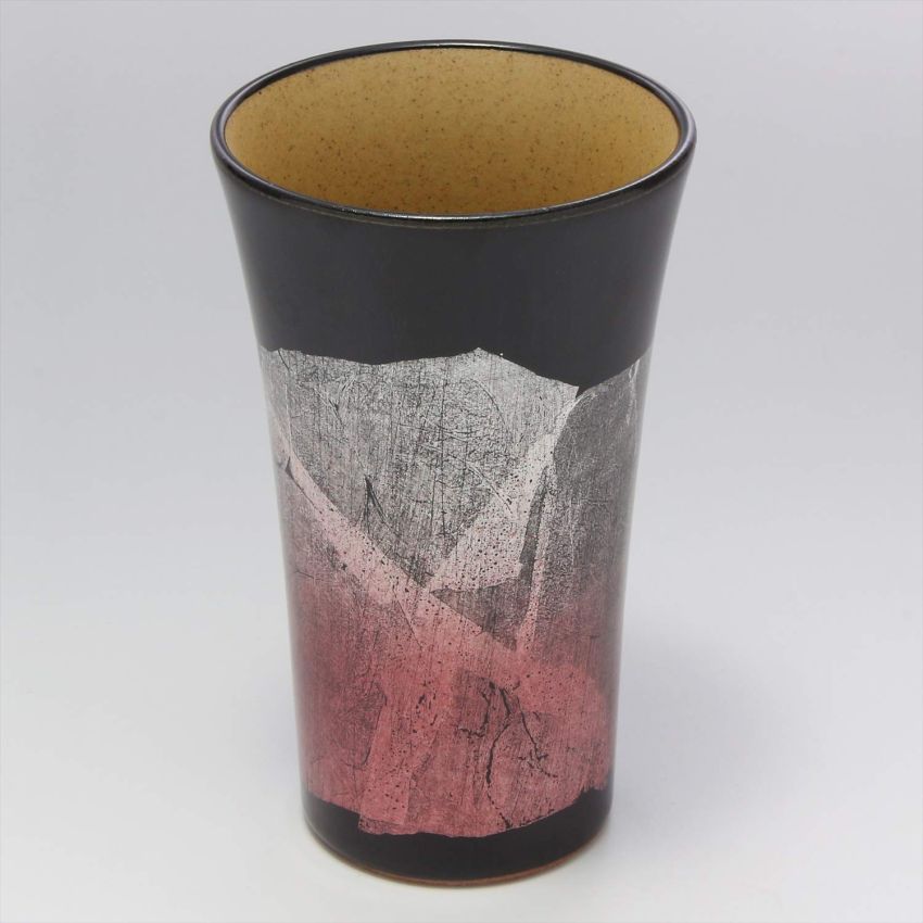 Kutaniyaki Kutaniyaki Kamamoto Seizangama 32K19S3A Kutaniyaki Kiln, Free Cup, Tenmoku Silver Color, Red Color