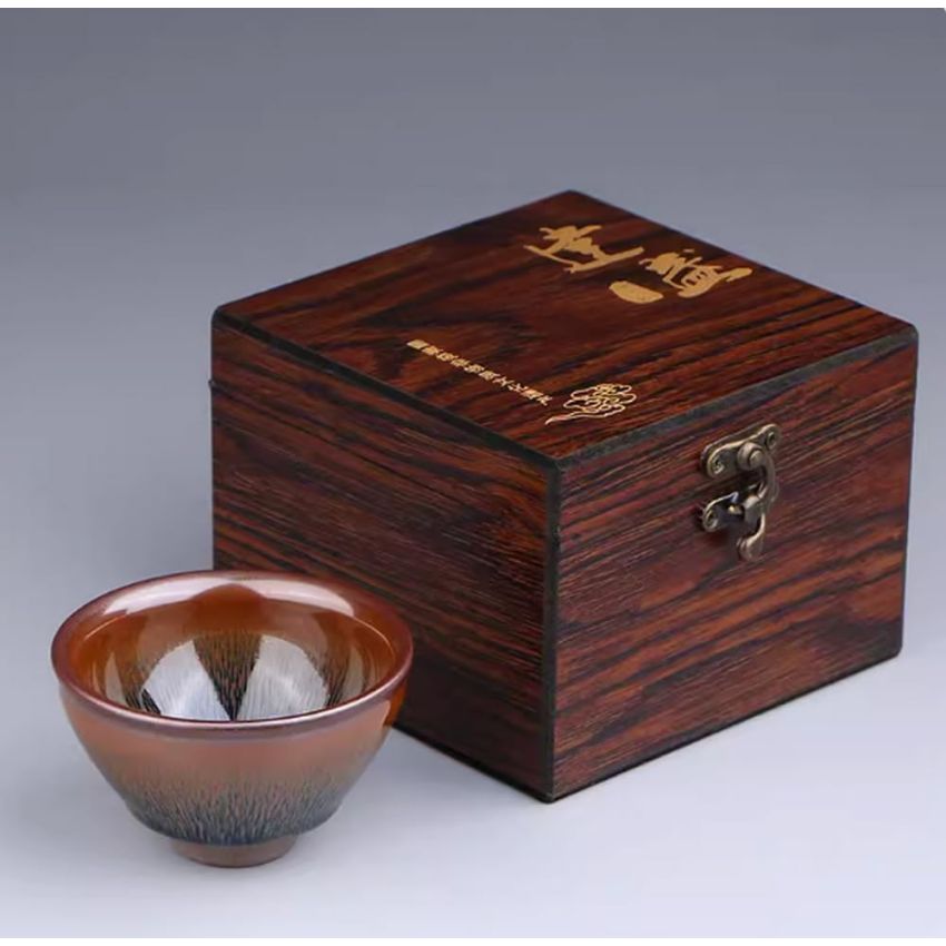 jisili Tenmoku Jianzhan cha Bowl. Volume:120 ml/4.05 oz Ceramic Tea Bowl, Kung Fu Tea Handmade Matcha Bowl, Chinese Tea Set, Craft Decorations