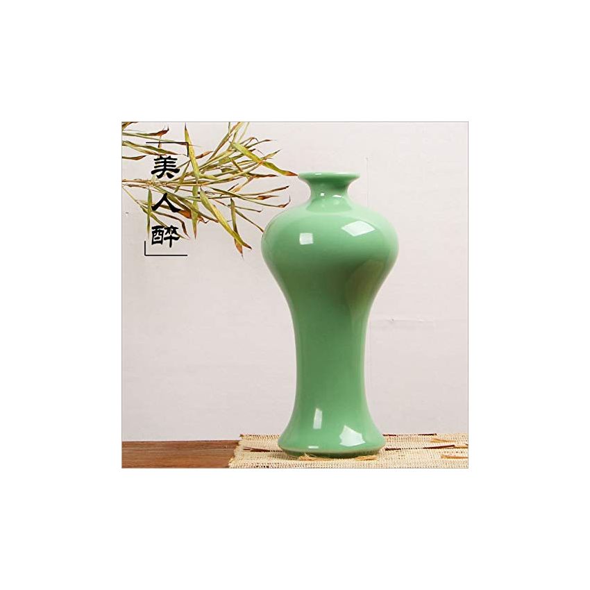 Celadon Porcelain Vase,Jade Green Big-Head Flower Vase,龙泉青瓷花瓶 (Plum Green)